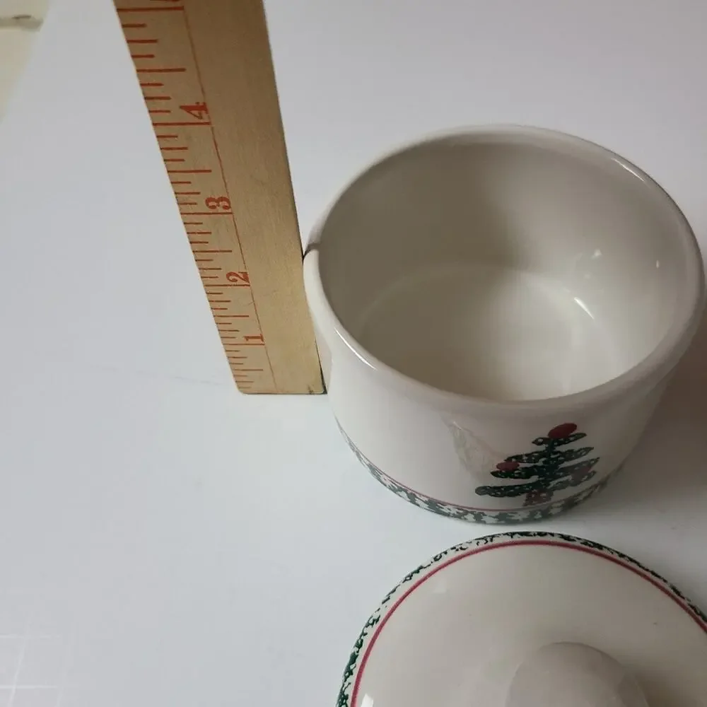 Furio Italy Christmas Tree Sugar Bowl /lid & Creamer Set Vtg Porcelian Pottery